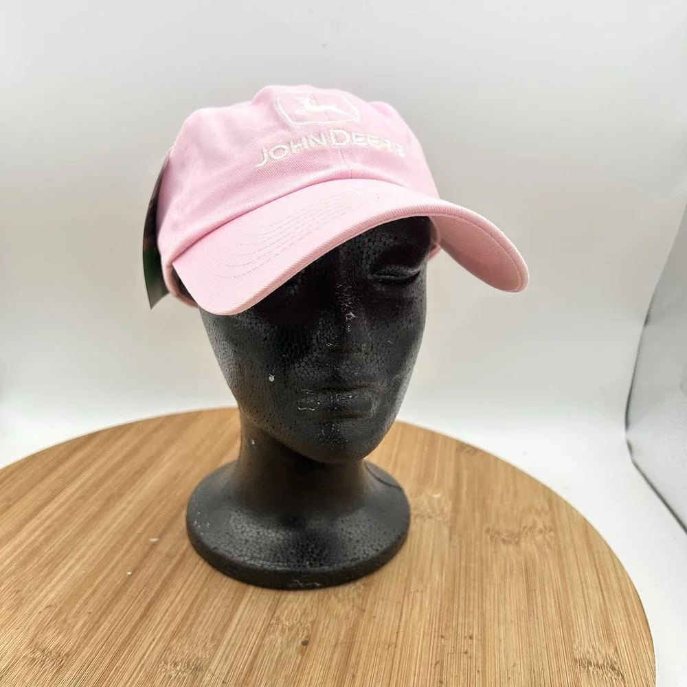 John Deere Baseball Cap Hat Womens Pink One Size Adjustable Embroidered Logo NWT